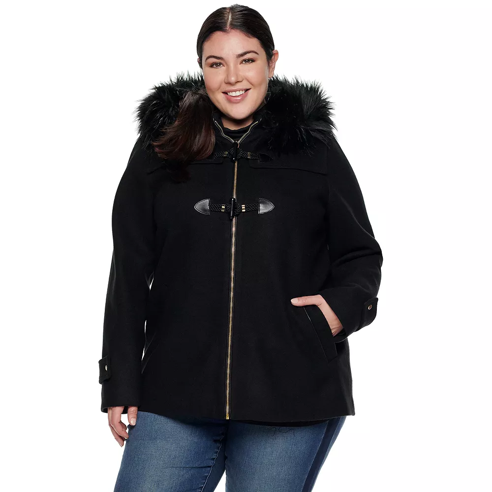 Plus Size Nine West Hooded Faux-Fur Trim Toggle Coat 3 Plus Size Nine West Hooded Faux-Fur Trim Toggle Coat
