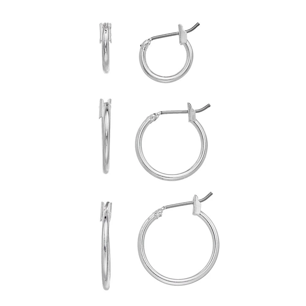 Nine West Silver Tone Hoop Earring Set 3 Nine West Silver Tone Hoop Earring Set