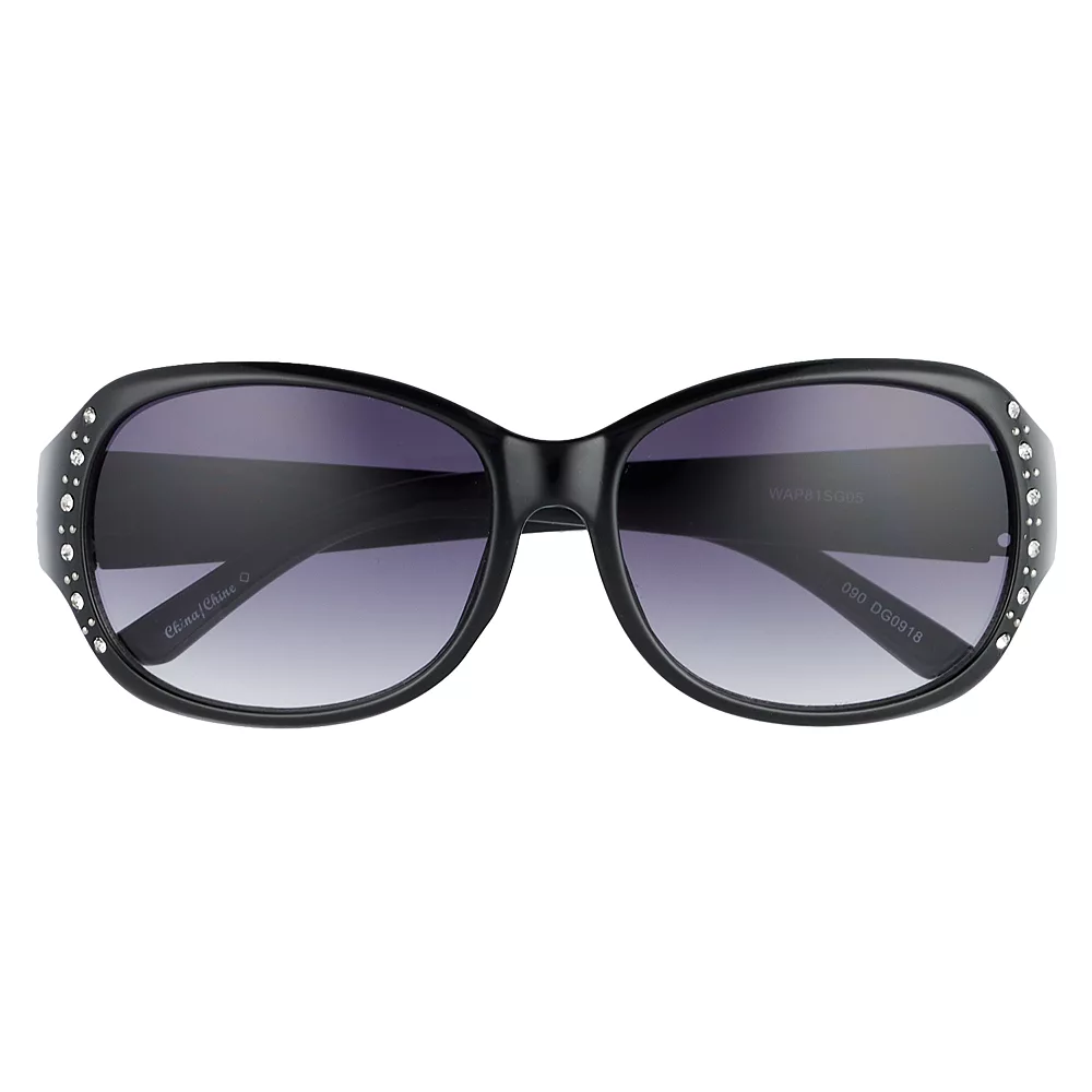 Women's Nine West 58mm Rectangle Sunglasses with Simulated Crystal & Stud Details 3 Women's Nine West 58mm Rectangle Sunglasses with Simulated Crystal & Stud Details