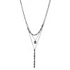 Nine West Black Tone & Simulated Crystal Multi-Layered Necklace -Nine West shop 4591960