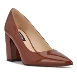 Nine West Cara Women's Block Heel Pumps -Nine West shop 4648987 Med Brown Pat