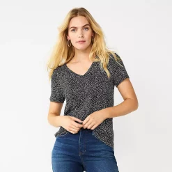 Women's Nine West Essential V-Neck Tee -Nine West shop 4841148 Black Animal