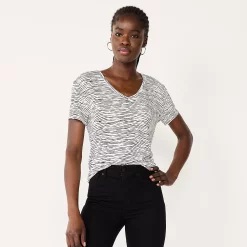 Women's Nine West Essential V-Neck Tee -Nine West shop 4841148 Black Horizon Stripe