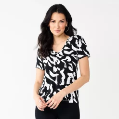 Women's Nine West Essential V-Neck Tee -Nine West shop 4841148 Black Leopard