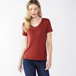 Women's Nine West Essential V-Neck Tee -Nine West shop 4841148 Marsala Flower