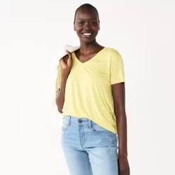 Women's Nine West Essential V-Neck Tee -Nine West shop 4841148 Yellow Cobble Dot