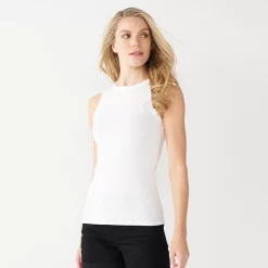 Women's Nine West Ribbed Tank -Nine West shop 4841430 Modern White