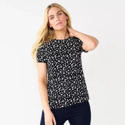 Women's Nine West Essential Crewneck Tee 131 Women's Nine West Essential Crewneck Tee -Nine West shop 4911743 Black Animal