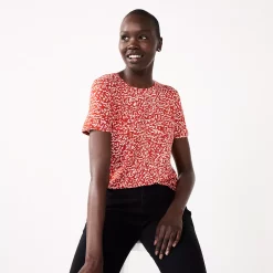 Women's Nine West Essential Crewneck Tee 175 Women's Nine West Essential Crewneck Tee -Nine West shop 4911743 Coral Sribble