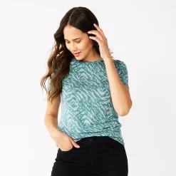 Women's Nine West Essential Crewneck Tee 176 Women's Nine West Essential Crewneck Tee -Nine West shop 4911743 Huxley Blue Zebra