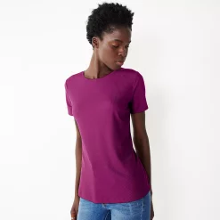 Women's Nine West Essential Crewneck Tee 133 Women's Nine West Essential Crewneck Tee -Nine West shop 4911743 Pansy Plum Rib