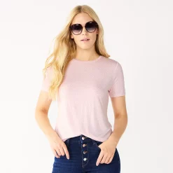 Women's Nine West Essential Crewneck Tee 136 Women's Nine West Essential Crewneck Tee -Nine West shop 4911743 Pink Cobble Dot