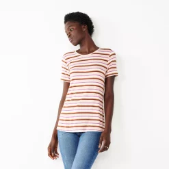 Women's Nine West Essential Crewneck Tee 169 Women's Nine West Essential Crewneck Tee -Nine West shop 4911743 Pink Multi Stripe