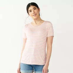 Women's Nine West Essential Crewneck Tee 116 Women's Nine West Essential Crewneck Tee -Nine West shop 4911743 Pink Stripe