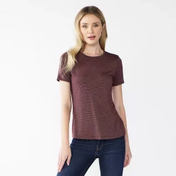 Women's Nine West Essential Crewneck Tee 107 Women's Nine West Essential Crewneck Tee -Nine West shop 4911743 Plum Gold Lurex