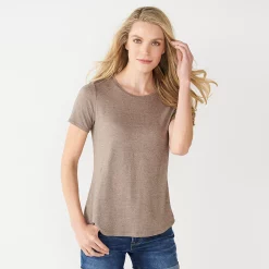 Women's Nine West Essential Crewneck Tee 100 Women's Nine West Essential Crewneck Tee -Nine West shop 4911743 Tan Heather