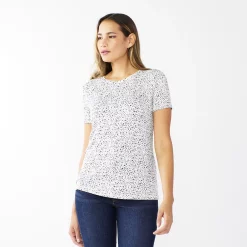 Women's Nine West Essential Crewneck Tee 111 Women's Nine West Essential Crewneck Tee -Nine West shop 4911743 White Small Cheetah
