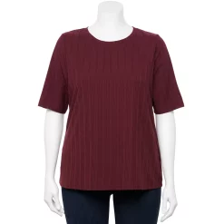 Plus Size Nine West Essential Elbow Sleeve Top -Nine West shop 4950998 Maddie Plum