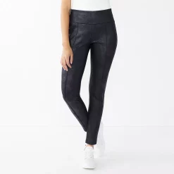 Women's Nine West Seamed Tummy-Control Ponte Leggings -Nine West shop 4952203 Black Crackle