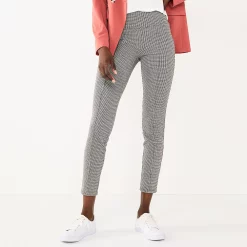 Women's Nine West Seamed Tummy-Control Ponte Leggings -Nine West shop 4952203 Brown Black Houndtooth