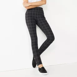 Women's Nine West Seamed Tummy-Control Ponte Leggings -Nine West shop 4952203 Gray Plaid