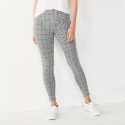 Women's Nine West Seamed Tummy-Control Ponte Leggings -Nine West shop 4952203 Gray Windowpane