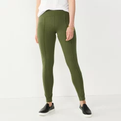 Women's Nine West Seamed Tummy-Control Ponte Leggings -Nine West shop 4952203 Infantry Olive