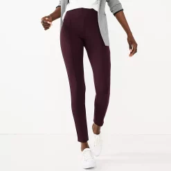 Women's Nine West Seamed Tummy-Control Ponte Leggings -Nine West shop 4952203 Midnight Wine