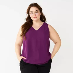 Plus Size Nine West Essential V-Neck Tank -Nine West shop 4952917 Pansy Plum