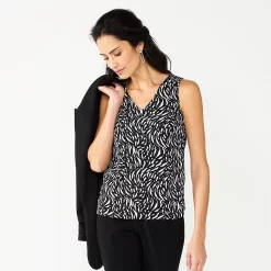 Petite Nine West V-Neck Tank -Nine West shop 4957403 Zig Zag Zebra