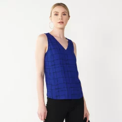 Women's Nine West V-Neck Tank -Nine West shop 4974987 Blue Plaid