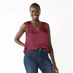 Women's Nine West V-Neck Tank -Nine West shop 4974987 Wine Satin