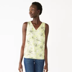 Women's Nine West V-Neck Tank -Nine West shop 4974987 Yellow Floral