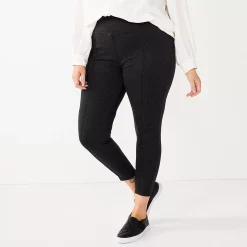 Plus Size Nine West Seamed Tummy-Control Ponte Leggings 23 Plus Size Nine West Seamed Tummy-Control Ponte Leggings -Nine West shop 5035946 Charcoal Herringbone