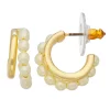 Nine West Gold Tone and Simulated Pearl Two-Row C-Hoop Earrings -Nine West shop 5082798
