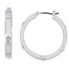 Nine West Silver Tone Small Hoop Earrings with Simulated Crystal Accents -Nine West shop 5083556