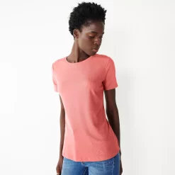 Petite Nine West Essential Crewneck Tee -Nine West shop 5086783 Cruz Coral Rib