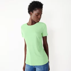 Petite Nine West Essential Crewneck Tee -Nine West shop 5086783 Glowlight Green Rib
