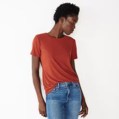 Petite Nine West Essential Crewneck Tee -Nine West shop 5086783 Marsala Rib