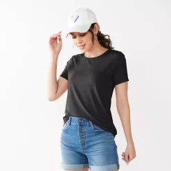 Petite Nine West Essential Crewneck Tee -Nine West shop 5086783 Mineral Black