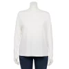 Plus Size Nine West Long Sleeve Crewneck Top -Nine West shop 5087530 White Knight