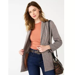 Petite Nine West Relaxed Blazer -Nine West shop 5128374 Mocha Frosting Plaid