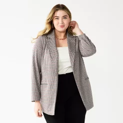 Plus Size Nine West Relaxed Knit Blazer 9 Plus Size Nine West Relaxed Knit Blazer -Nine West shop 5128594 Plaid