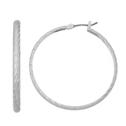 Nine West Textured Silver Tone Twist Hoop Earrings