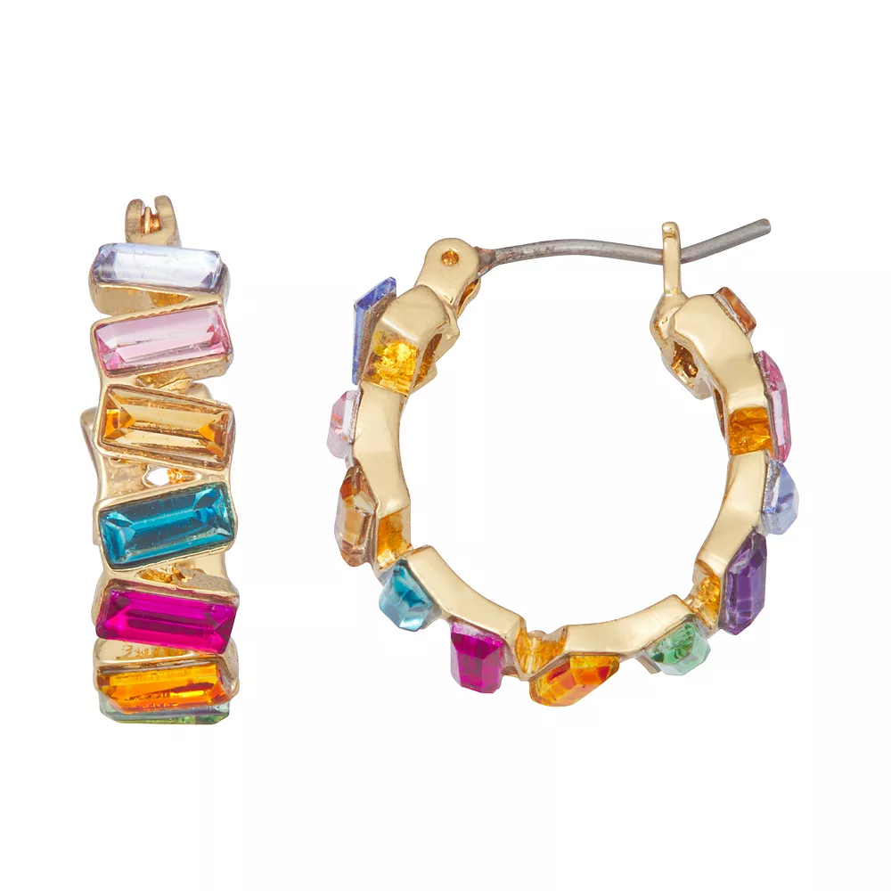 Nine West Gold Tone Simulated Crystal Hoop Earrings 4 Nine West Gold Tone Simulated Crystal Hoop Earrings - Image 2