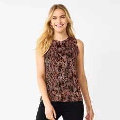 Nine West Essential Easy High-Neck Tank -Nine West shop 5214280 Black And Brown Dots