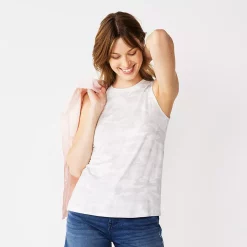 Nine West Essential Easy High-Neck Tank -Nine West shop 5214280 Gray Camo