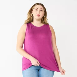 Plus Size Nine West Essential Easy High-Neck Tank 53 Plus Size Nine West Essential Easy High-Neck Tank -Nine West shop 5234070 Magenta Daisy