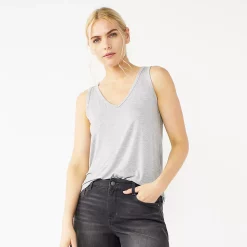 Petite Nine West Essential V-Neck Easy Tank -Nine West shop 5234801 Gray Fox Heather