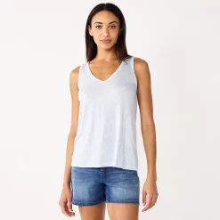 Petite Nine West Essential V-Neck Easy Tank -Nine West shop 5234801 Light Blue Ikat
